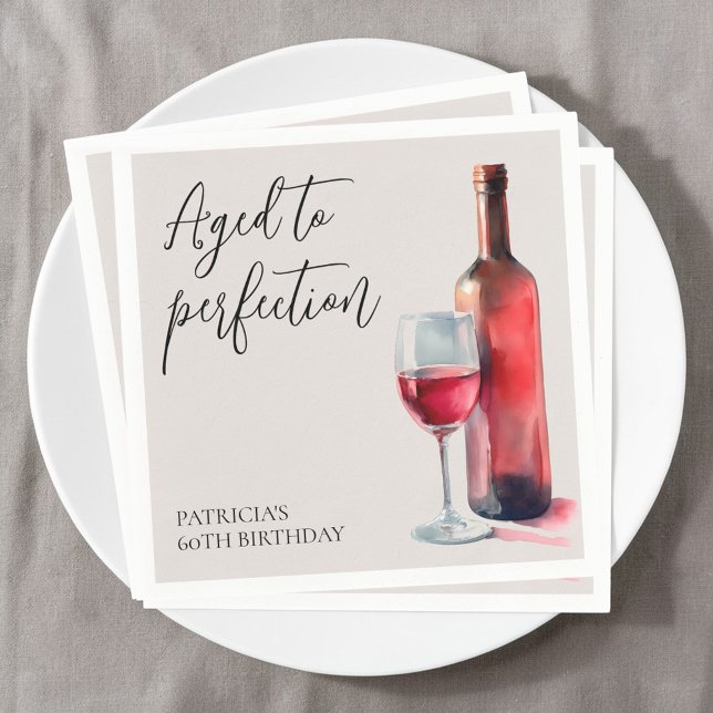 Serviette En Papier Red Wine Aged to Perfection 60th Birthday Party (Red Wine Aged to Perfection 60th Birthday Party Napkins)