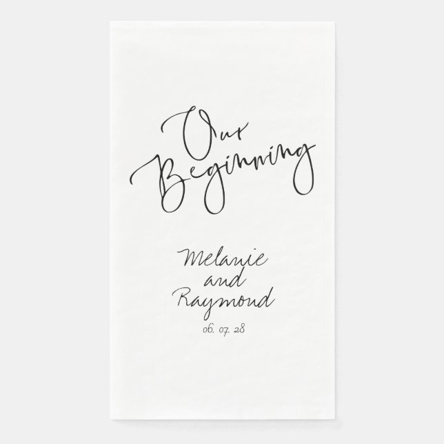 Serviette En Papier Rédigé À La Main Notre Dîner Débutant Napkins (Devant)