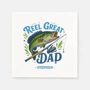 Serviette En Papier Reel Great Papa - Baguette de pêche et poisson