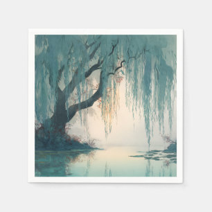 Serviette En Papier Reflet de saule serein Art de la nature (3)