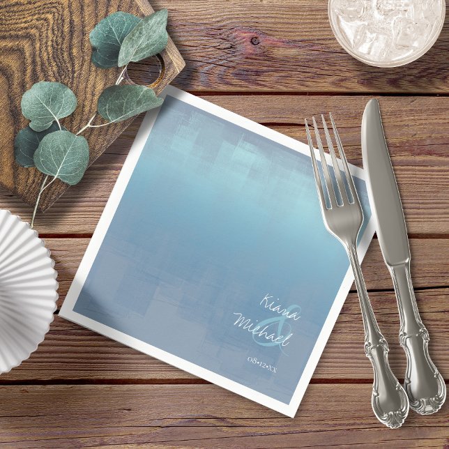 Serviette En Papier Réflexions aquarelle Mariage Dusty Blue ID774 (Créateur téléchargé)