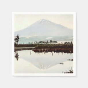 Serviette En Papier Réflexions du mont Fuji dans le vieux lac vintage