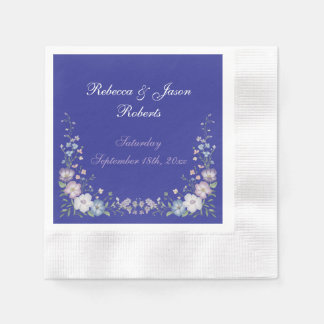 Serviette En Papier Regal bleu Vintage Élégance Jardin Fleuris
