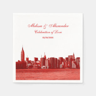 Serviette En Papier Regarder rouge NYC Skyline Silhouette, ESB #1