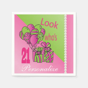 Serviette En Papier Regardez qui a 21 ans  21e anniversaire