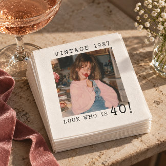 Serviette En Papier Regardez qui a 40 ans Vintage Photo d'enfance Anni