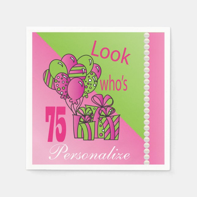 Serviette En Papier Regardez qui a 75 ans | Anniversaire 75 ans (Devant)