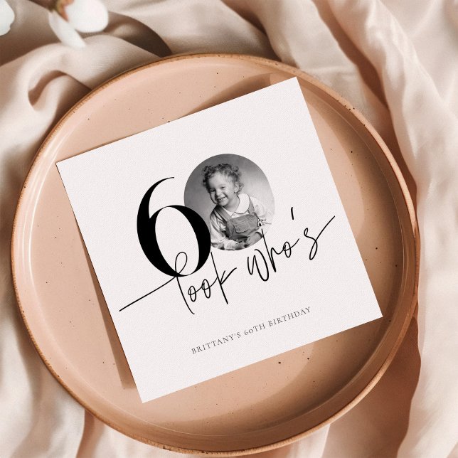 Serviette En Papier Regardez qui est 60 drôle Photo Simple 60e anniver (Créateur téléchargé)