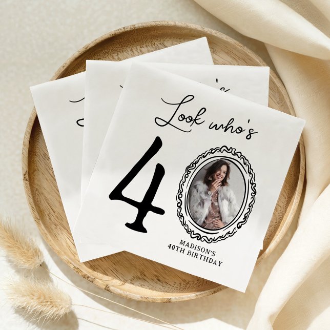 Serviette En Papier Regardez qui est quarante photo 40e anniversaire (Créateur téléchargé)
