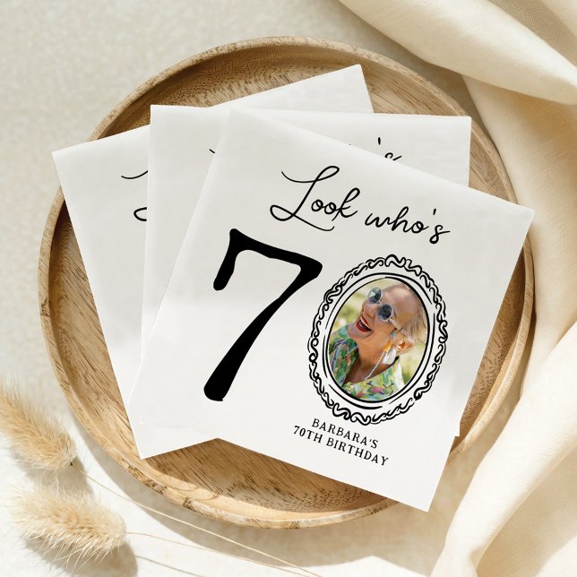 Serviette En Papier Regardez qui est soixante-dix photo 70e anniversai (Créateur téléchargé)