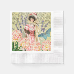 Serviette En Papier Regency de femme victorienne rose