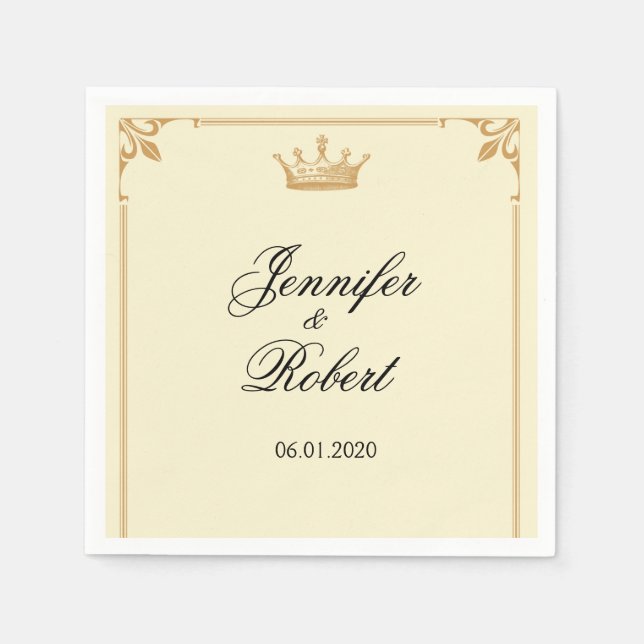 Serviette En Papier Regency de la Couronne en or et en ivoire (Devant)