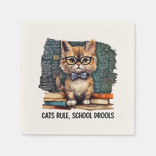 Serviette En Papier Règle des chats, Drools scolaires (Devant)
