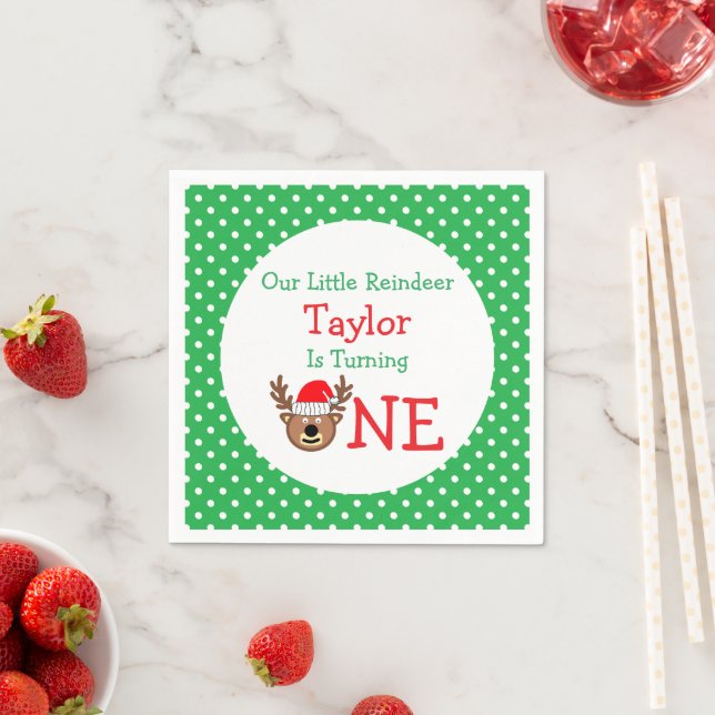Serviette En Papier Reindeer 1er anniversaire (En situation)