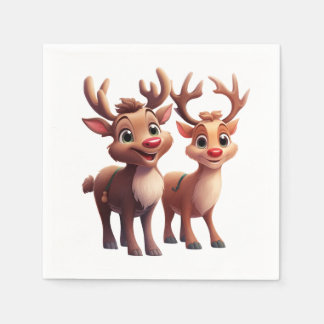 Serviette En Papier Reindeer de dessin souriant