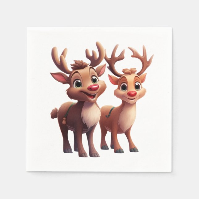 Serviette En Papier Reindeer de dessin souriant (Devant)