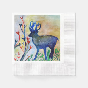Serviette En Papier Reindeer Heart Blanc Coin Cocktail Papier à Cockta