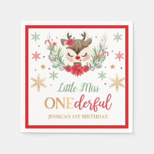 Serviette En Papier Reindeer Noël 1er anniversaire Red Winter Deer
