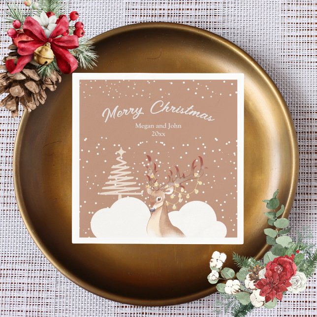 Serviette En Papier Reindeer Noël Party Brown (Créateur téléchargé)