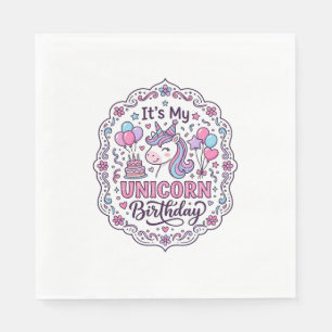 Serviette En Papier Reine d'anniversaire de Licorne de Terre de Licorn