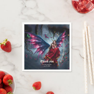 Serviette En Papier Reine des fées de fantasy sombre avec des ailes de