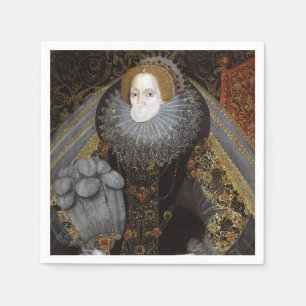 Serviette En Papier Reine Elizabeth I soufflant un chewing-gum blanc