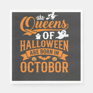 Serviette En Papier Reines d'Halloween nées en octobre Typographie Vin