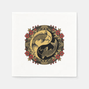 Serviette En Papier Relief Rond Ornemental de Dragon Impérial Chinois