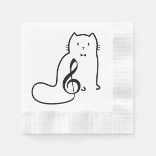 SERVIETTE EN PAPIER REMARQUE DE CHAT ET DE MUSIQUE