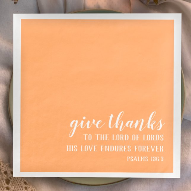 Serviette En Papier Remercie Bible Écriture Christian Thanksgiving (Bible scripture Thanksgiving napkins. Christian faith table decor. Give thanks to the Lord of Lords
)