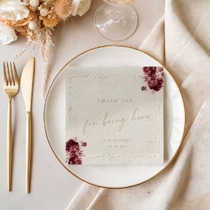Serviette En Papier Remerciement de mariage rose Bourgogne vintage