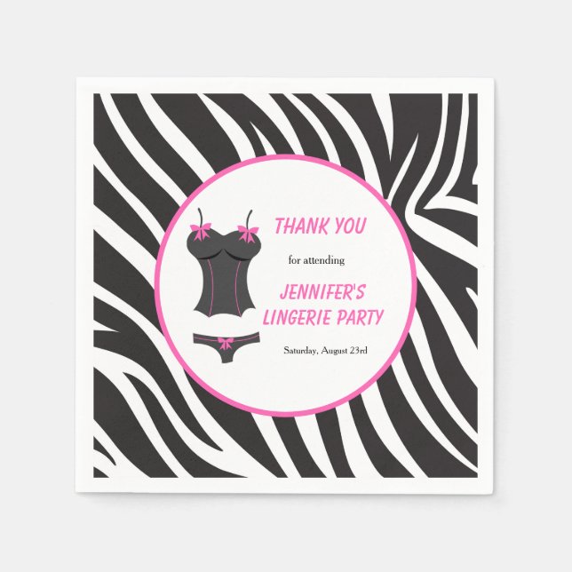 Serviette En Papier Remerciement pour la soirée lingerie rose chaud (Devant)