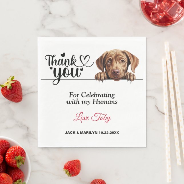 Serviette En Papier Remerciements de mariage Labrador Retriever (En situation)