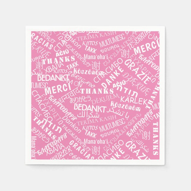 Serviette En Papier Remerciements! - Multi Language - International Wo (Devant)