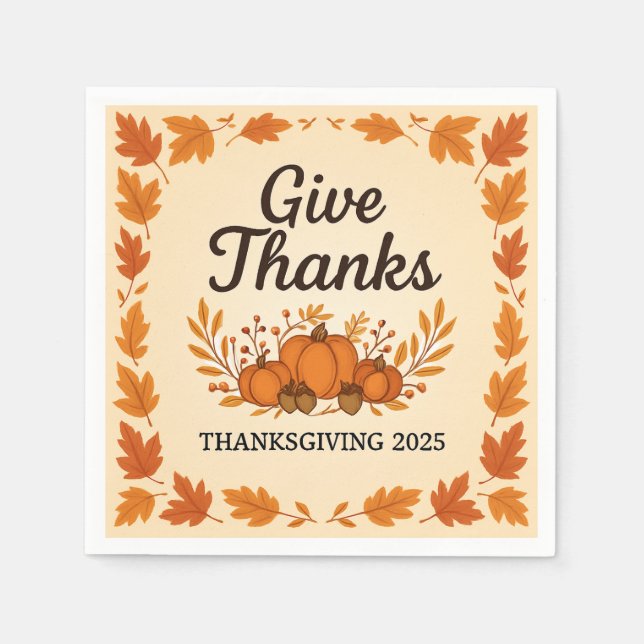 Serviette En Papier Remercier les serviettes Thanksgiving (Devant)