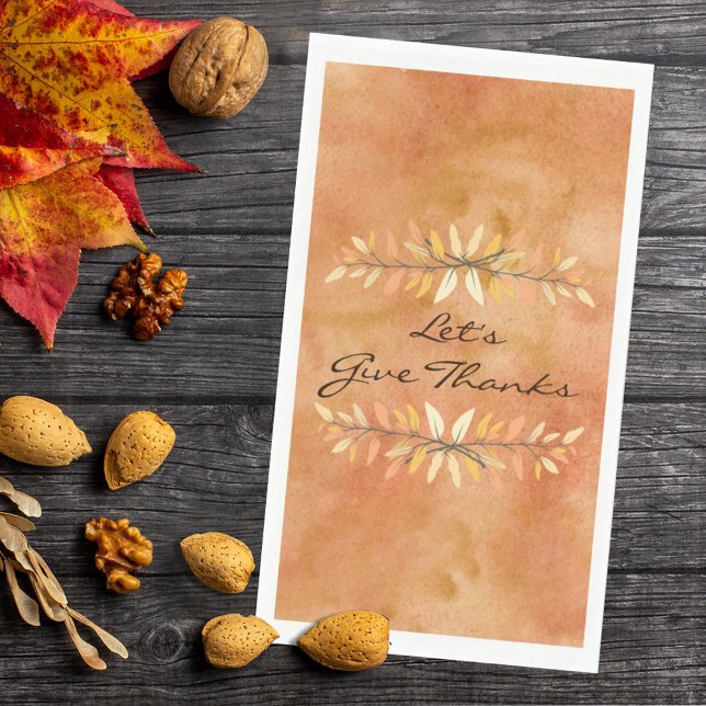 Serviette En Papier Remercions Thanksgiving Autumn Leaf Borders (Créateur téléchargé)