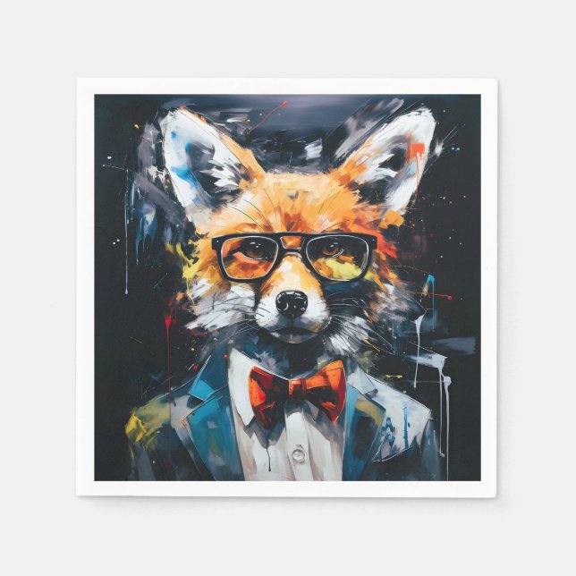 Serviette En Papier Renard Abstrait minimaliste (Devant)