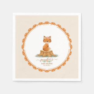 Serviette En Papier Renard Bohème Baptême de Bébé Aquarelle