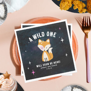 Serviette En Papier Renard cosmique Wild One Rose Girl Baby shower
