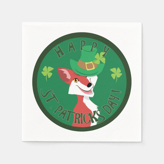 Serviette En Papier Renard de la Saint Patrick (Devant)