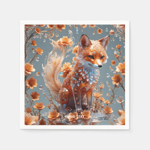 Serviette En Papier Renard en verre rouge mignon Imaginaire