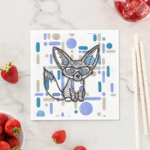 Serviette En Papier Renard Fennec Cool avec Lunettes de Soleil Pap Géo