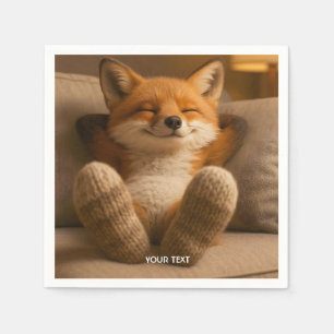 Serviette En Papier Renard mignon de fantaisie et chaussettes