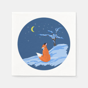 Serviette En Papier Renard nocturne d'hiver