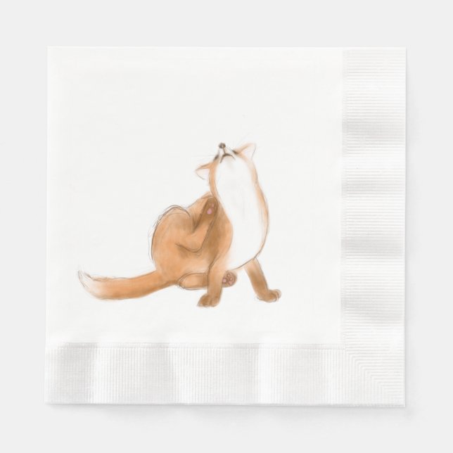 Serviette En Papier Renard qui se gratte (Devant)
