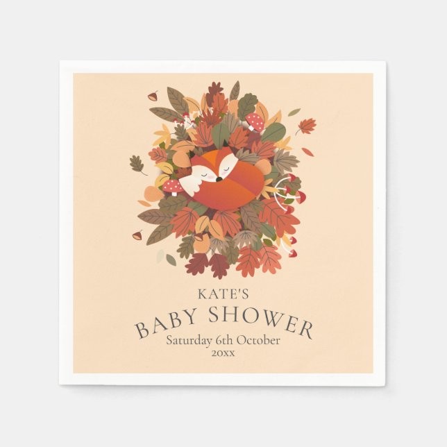 Serviette En Papier Renard roux de la forêt rustique Baby Shower / Spr (Devant)