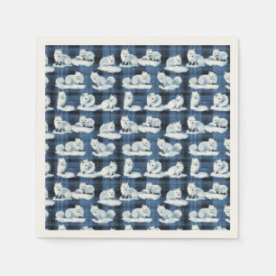 Serviette En Papier Renards arctiques Motif de Noël Tartan Plaid hiver