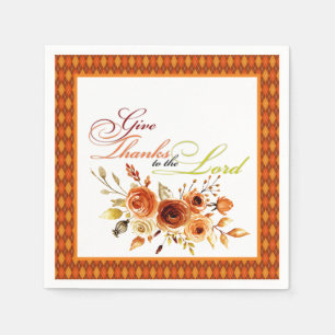 Serviette En Papier Rendez grâce au Seigneur floral et carreaux