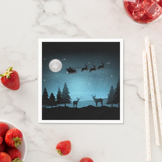 Serviette En Papier Renne Adorable La Nuit (En situation)