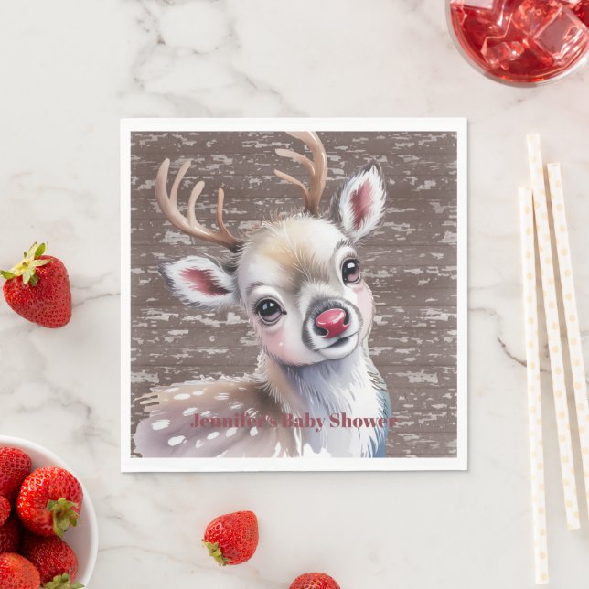 Serviette En Papier Renne blanc précieux nez rouge brillant Anniversai (En situation)